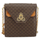 CELINE Macadam Canvas Shoulder Bag PVC Leather Brown Gold Auth 154706-2