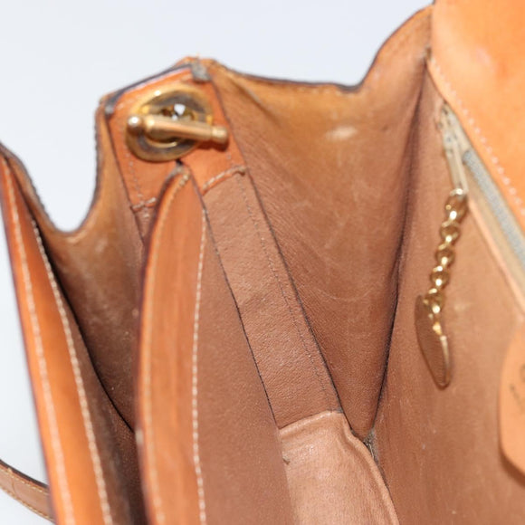 CELINE Macadam Canvas Shoulder Bag PVC Leather Brown Gold Auth 154706