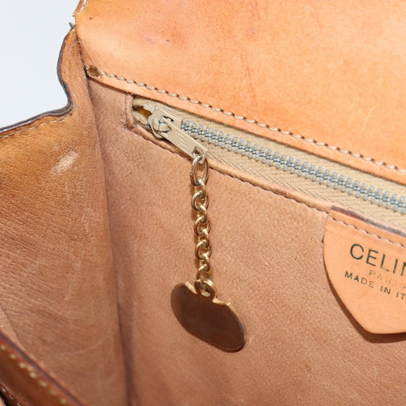 CELINE Macadam Canvas Shoulder Bag PVC Leather Brown Gold Auth 154706