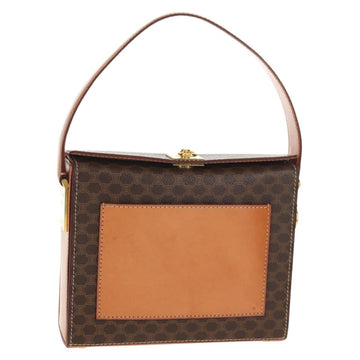 CELINE Macadam Canvas Hand Bag PVC Leather Brown Gold Auth 154707V