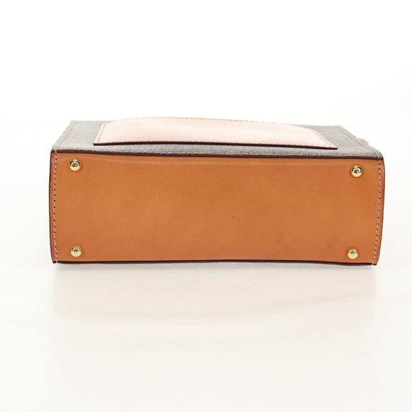 CELINE Macadam Canvas Hand Bag PVC Leather Brown Gold Auth 154707V