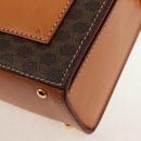 CELINE Macadam Canvas Hand Bag PVC Leather Brown Gold Auth 154707V-15