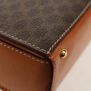 CELINE Macadam Canvas Hand Bag PVC Leather Brown Gold Auth 154707V-16