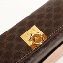 CELINE Macadam Canvas Hand Bag PVC Leather Brown Gold Auth 154707V-18