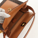 CELINE Macadam Canvas Hand Bag PVC Leather Brown Gold Auth 154707V-19