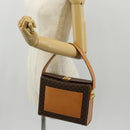 CELINE Macadam Canvas Hand Bag PVC Leather Brown Gold Auth 154707V-26