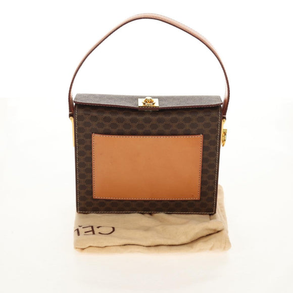 CELINE Macadam Canvas Hand Bag PVC Leather Brown Gold Auth 154707V