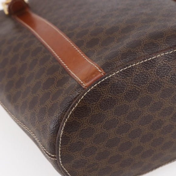 CELINE Macadam Canvas Tote Bag PVC Leather Brown Gold Auth 154708