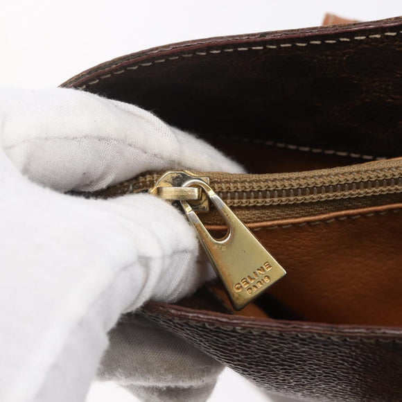 CELINE Macadam Canvas Tote Bag PVC Leather Brown Gold Auth 154708