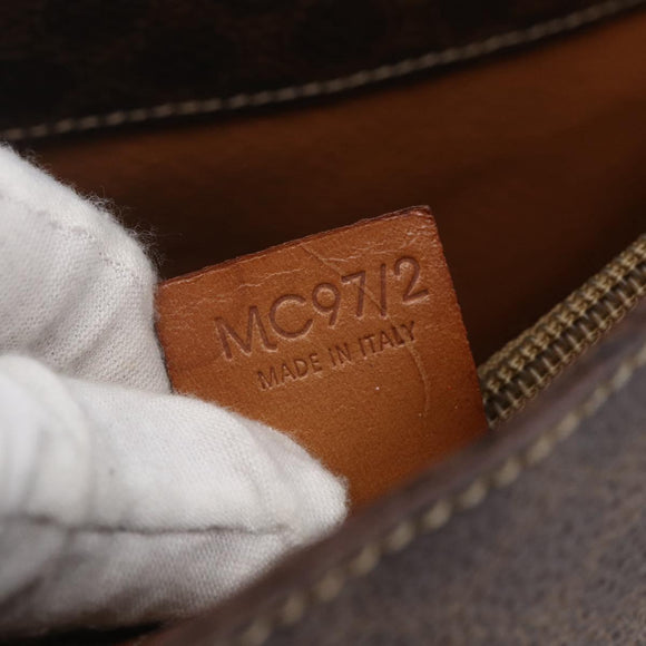 CELINE Macadam Canvas Tote Bag PVC Leather Brown Gold Auth 154708