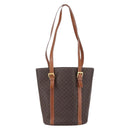 CELINE Macadam Canvas Tote Bag PVC Leather Brown Gold Auth 154708-3