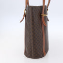 CELINE Macadam Canvas Tote Bag PVC Leather Brown Gold Auth 154708-5