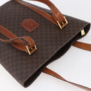 CELINE Macadam Canvas Tote Bag PVC Leather Brown Gold Auth 154708-6