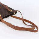 CELINE Macadam Canvas Tote Bag PVC Leather Brown Gold Auth 154708-7