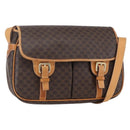 CELINE Macadam Canvas Shoulder Bag PVC Leather Brown Gold Auth 154709-1