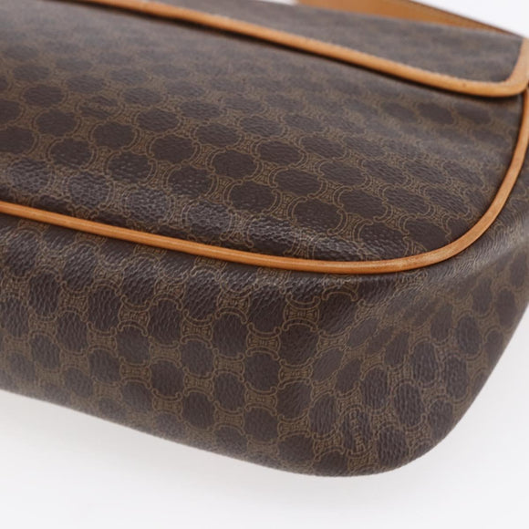 CELINE Macadam Canvas Shoulder Bag PVC Leather Brown Gold Auth 154709