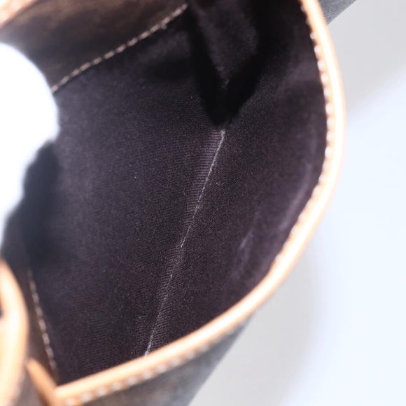 CELINE Macadam Canvas Shoulder Bag PVC Leather Brown Gold Auth 154709