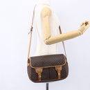 CELINE Macadam Canvas Shoulder Bag PVC Leather Brown Gold Auth 154709-22