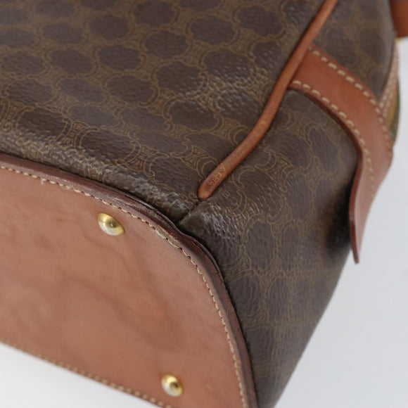 CELINE Macadam Canvas Hand Bag PVC Leather Brown Gold Auth 154710