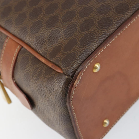 CELINE Macadam Canvas Hand Bag PVC Leather Brown Gold Auth 154710