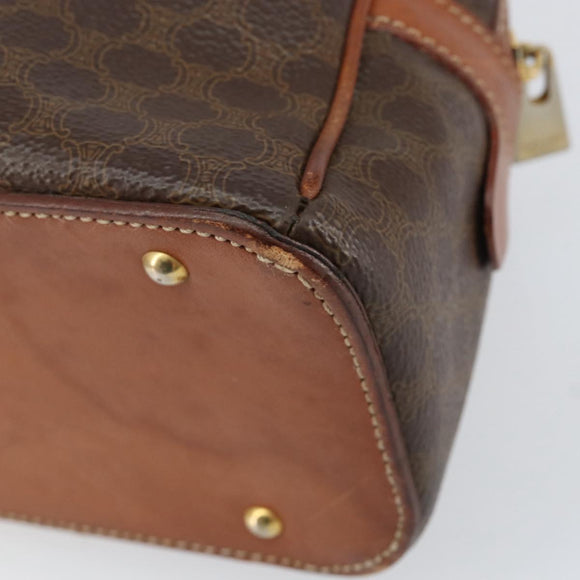 CELINE Macadam Canvas Hand Bag PVC Leather Brown Gold Auth 154710