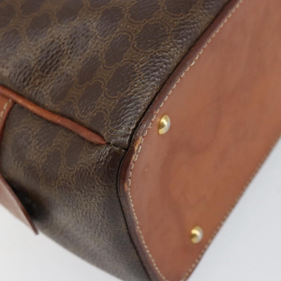 CELINE Macadam Canvas Hand Bag PVC Leather Brown Gold Auth 154710