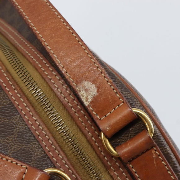 CELINE Macadam Canvas Hand Bag PVC Leather Brown Gold Auth 154710