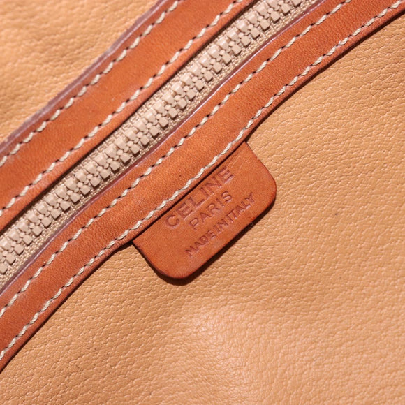 CELINE Macadam Canvas Hand Bag PVC Leather Brown Gold Auth 154710