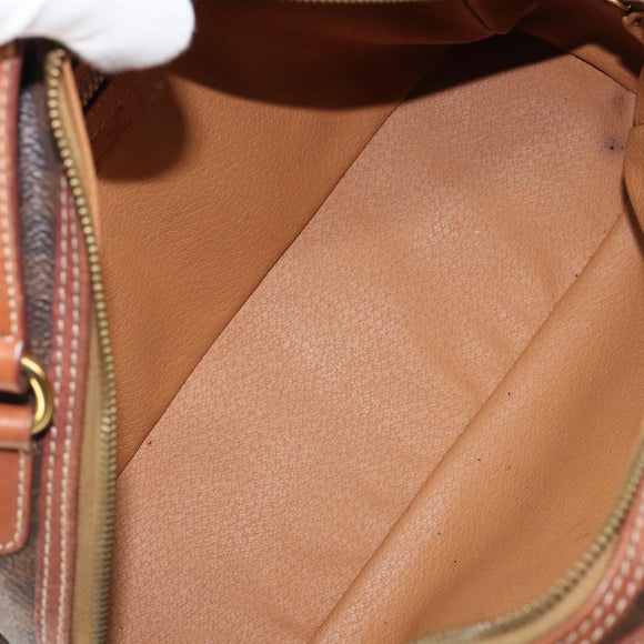 CELINE Macadam Canvas Hand Bag PVC Leather Brown Gold Auth 154710