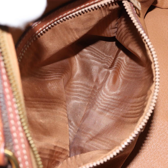 CELINE Macadam Canvas Hand Bag PVC Leather Brown Gold Auth 154710