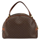 CELINE Macadam Canvas Hand Bag PVC Leather Brown Gold Auth 154710-2