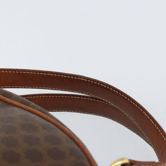 CELINE Macadam Canvas Hand Bag PVC Leather Brown Gold Auth 154710