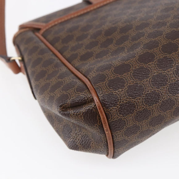 CELINE Macadam Canvas Shoulder Bag PVC Leather Brown Gold Auth 154711