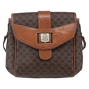 CELINE Macadam Canvas Shoulder Bag PVC Leather Brown Gold Auth 154711-13