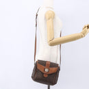 CELINE Macadam Canvas Shoulder Bag PVC Leather Brown Gold Auth 154711-21