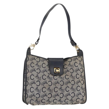 CELINE C Sulky Shoulder Bag Canvas Navy Gold Auth 154713