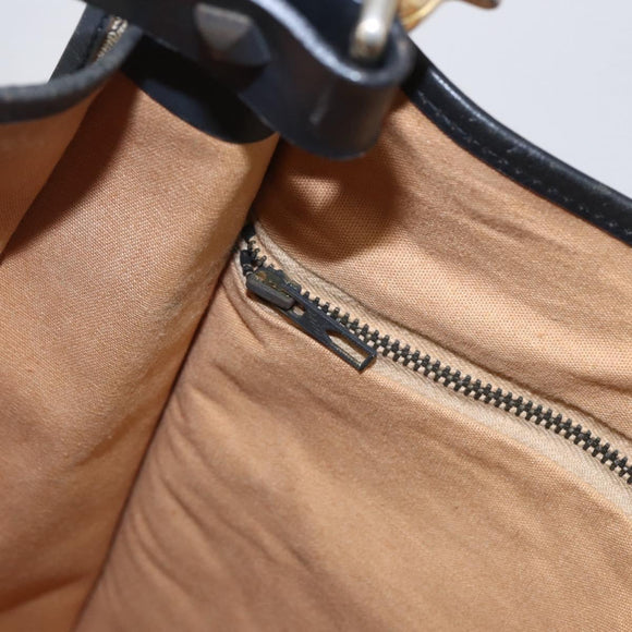 CELINE C Sulky Shoulder Bag Canvas Navy Gold Auth 154713