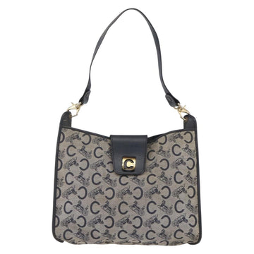 CELINE C Sulky Shoulder Bag Canvas Navy Gold Auth 154713 - 0