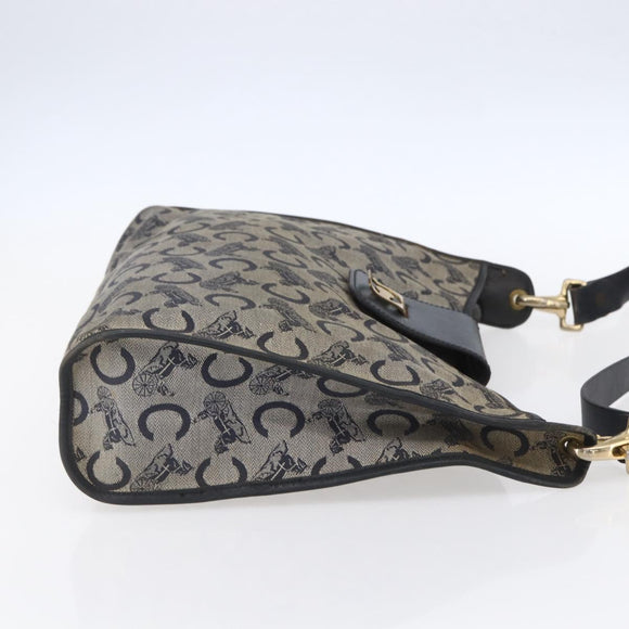 CELINE C Sulky Shoulder Bag Canvas Navy Gold Auth 154713