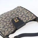CELINE C Sulky Shoulder Bag Canvas Navy Gold Auth 154713-6