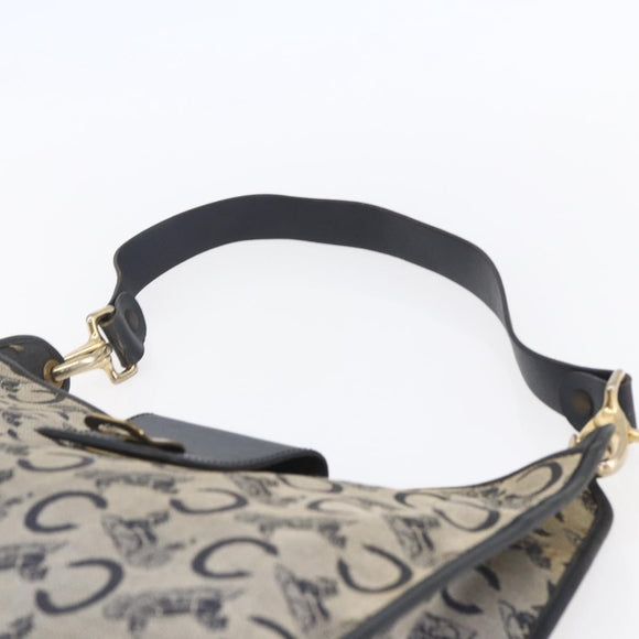 CELINE C Sulky Shoulder Bag Canvas Navy Gold Auth 154713