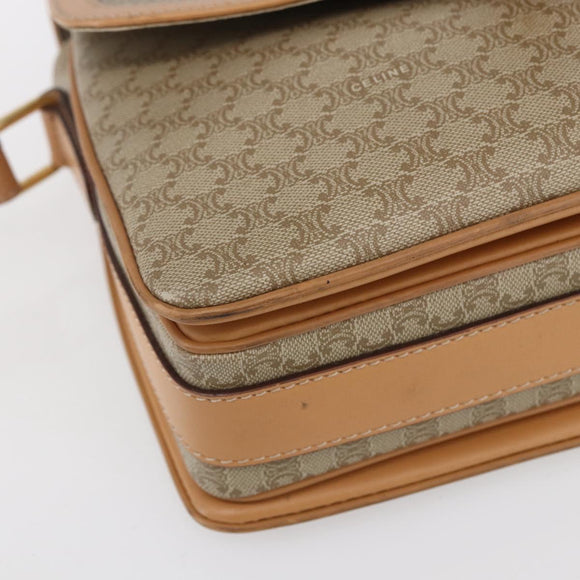 CELINE Macadam Canvas Shoulder Bag PVC Beige Gold Auth 154715
