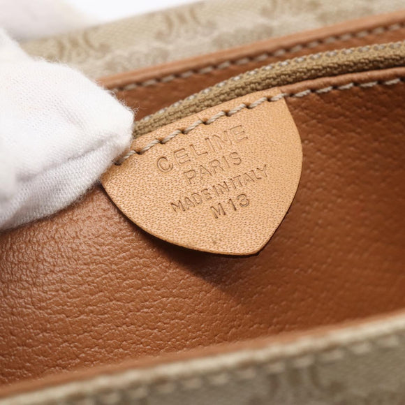 CELINE Macadam Canvas Shoulder Bag PVC Beige Gold Auth 154715