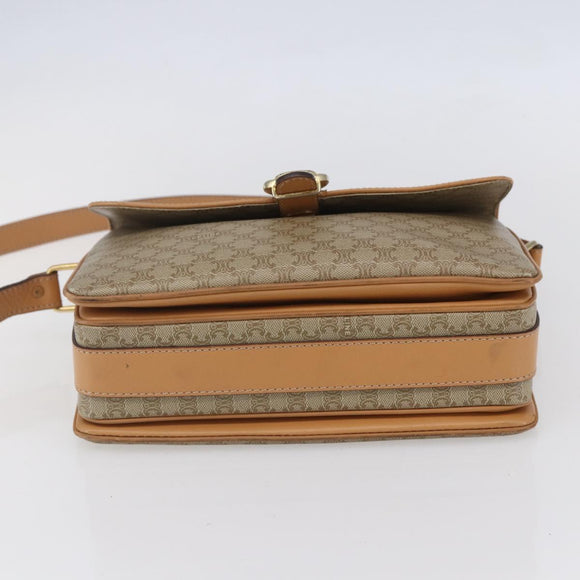 CELINE Macadam Canvas Shoulder Bag PVC Beige Gold Auth 154715
