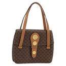 CELINE Macadam Canvas Medallion Hand Bag PVC Leather Brown Gold Auth 154716-1