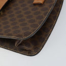 CELINE Macadam Canvas Medallion Hand Bag PVC Leather Brown Gold Auth 154716-9