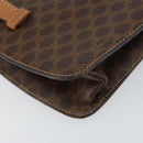 CELINE Macadam Canvas Medallion Hand Bag PVC Leather Brown Gold Auth 154716-16
