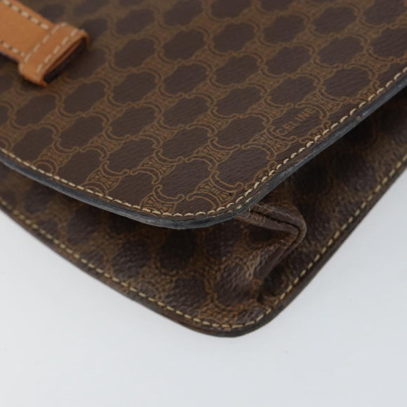 CELINE Macadam Canvas Medallion Hand Bag PVC Leather Brown Gold Auth 154716