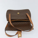 CELINE Macadam Canvas Medallion Hand Bag PVC Leather Brown Gold Auth 154716-10