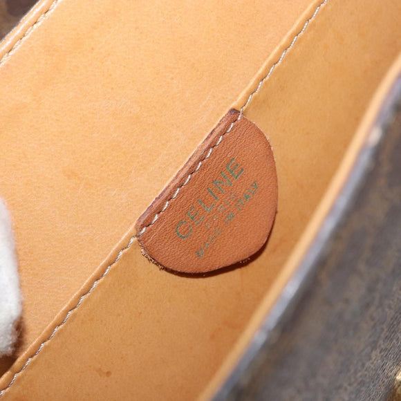 CELINE Macadam Canvas Medallion Hand Bag PVC Leather Brown Gold Auth 154716